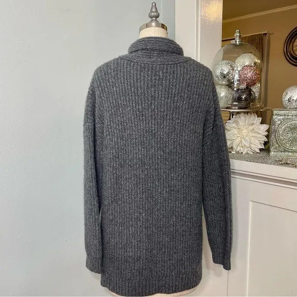 Talbots Shawl Collar Shaker Stitch Wool V Neck Pullover Sweater Oversized Small