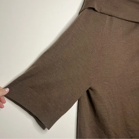 THEORY Jesenia New Steady Brown Wool Shawl Collar Cozy Knit Cardigan Sweater