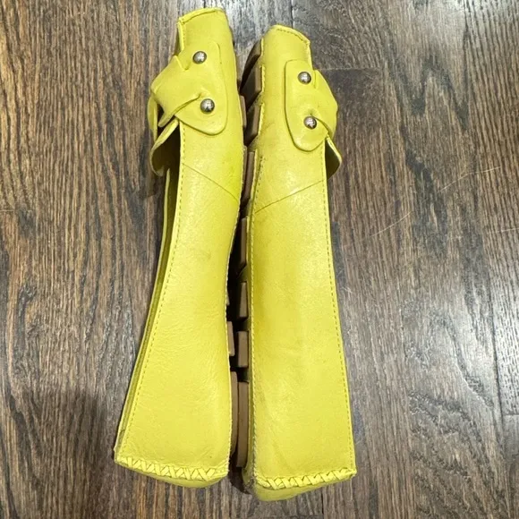 Theory Minerva Leather Yellow Lemon Flats Moccasin Size 38.5