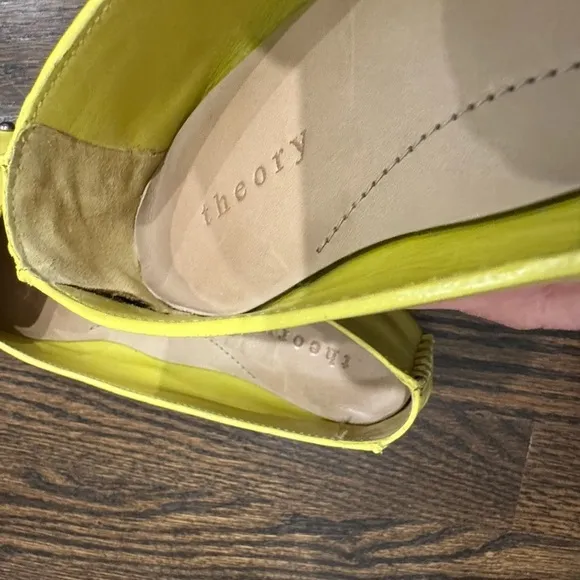 Theory Minerva Leather Yellow Lemon Flats Moccasin Size 38.5