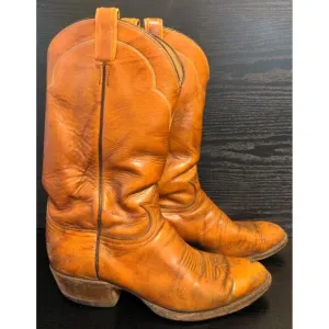 Tony Lama Brown Marbled Leather Boots 5084 Men's Size 9 D Made In Texas 1625 495