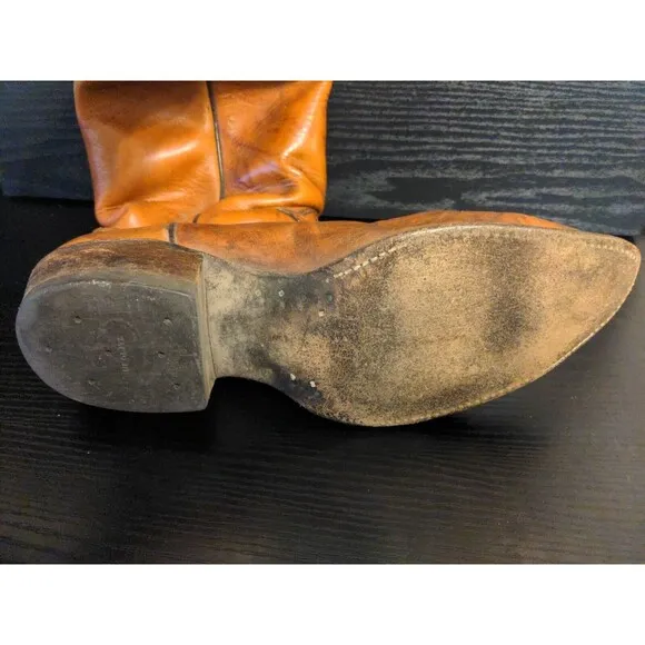 Tony Lama Brown Marbled Leather Boots 5084 Men's Size 9 D Made In Texas 1625 495
