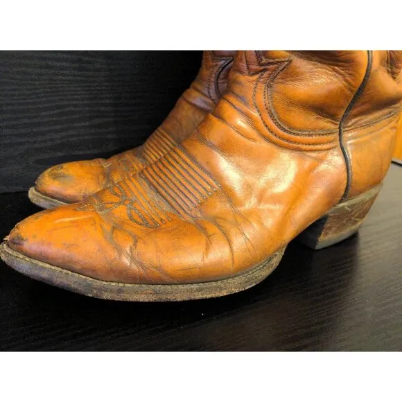 Tony Lama Brown Marbled Leather Boots 5084 Men's Size 9 D Made In Texas 1625 495