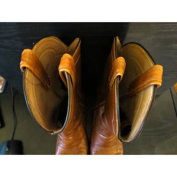 Tony Lama Brown Marbled Leather Boots 5084 Men's Size 9 D Made In Texas 1625 495