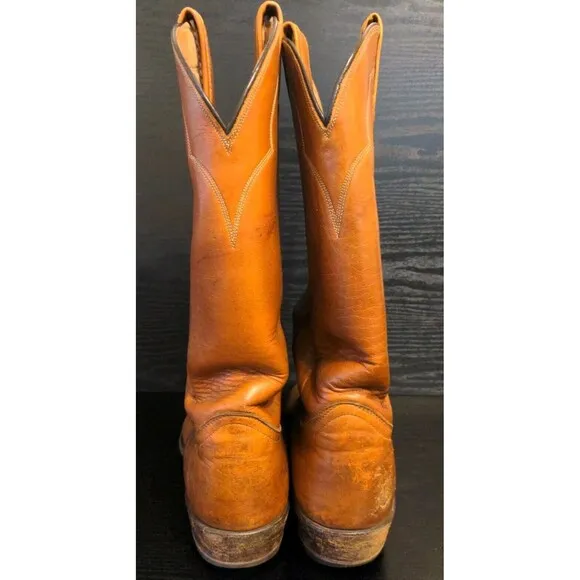 Tony Lama Brown Marbled Leather Boots 5084 Men's Size 9 D Made In Texas 1625 495