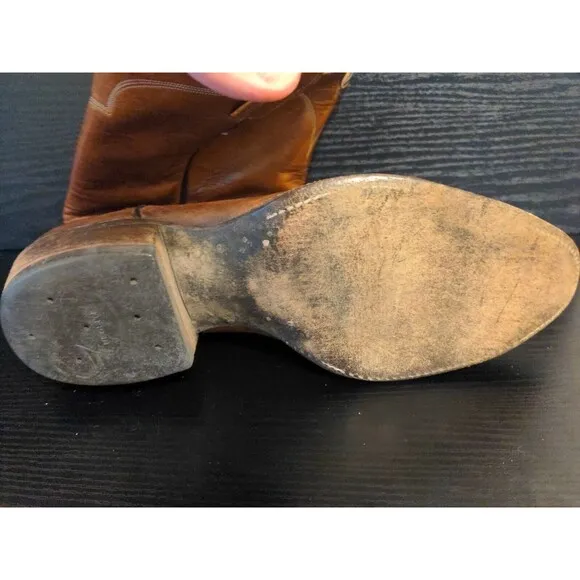 Tony Lama Brown Marbled Leather Boots 5084 Men's Size 9 D Made In Texas 1625 495