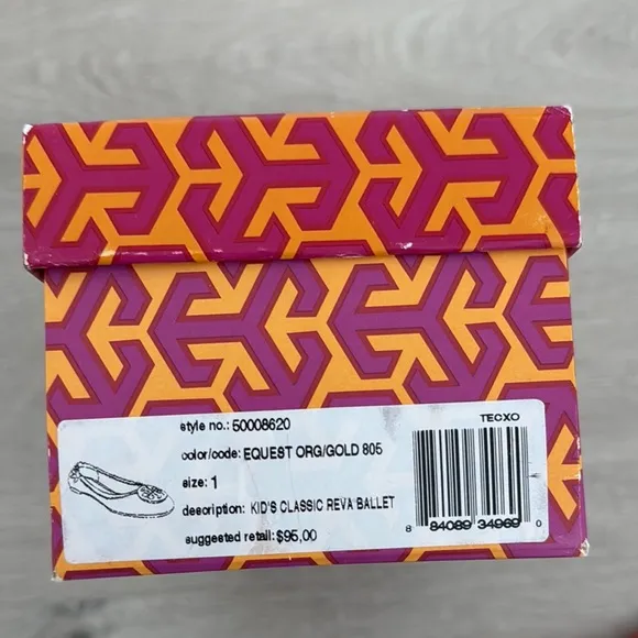 Tory Burch Girls Orange Reva Ballet Flats