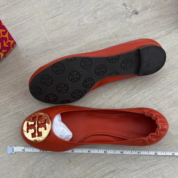 Tory Burch Girls Orange Reva Ballet Flats