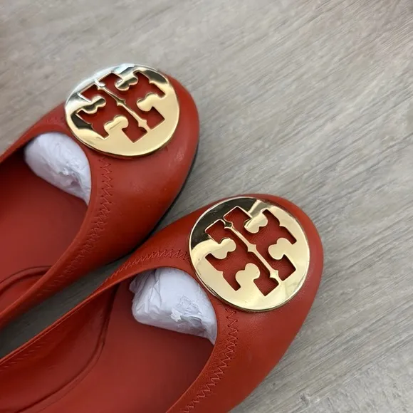 Tory Burch Girls Orange Reva Ballet Flats