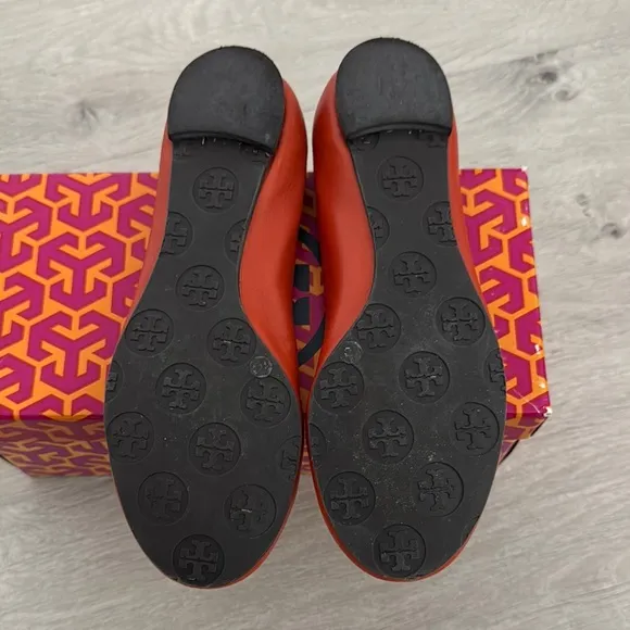 Tory Burch Girls Orange Reva Ballet Flats