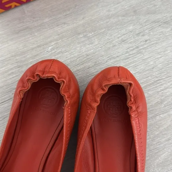 Tory Burch Girls Orange Reva Ballet Flats