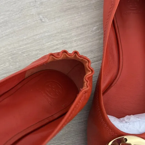 Tory Burch Girls Orange Reva Ballet Flats