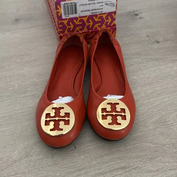 Tory Burch Girls Orange Reva Ballet Flats