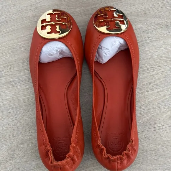 Tory Burch Girls Orange Reva Ballet Flats