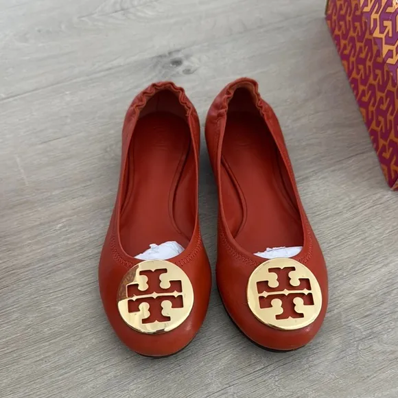 Tory Burch Girls Orange Reva Ballet Flats