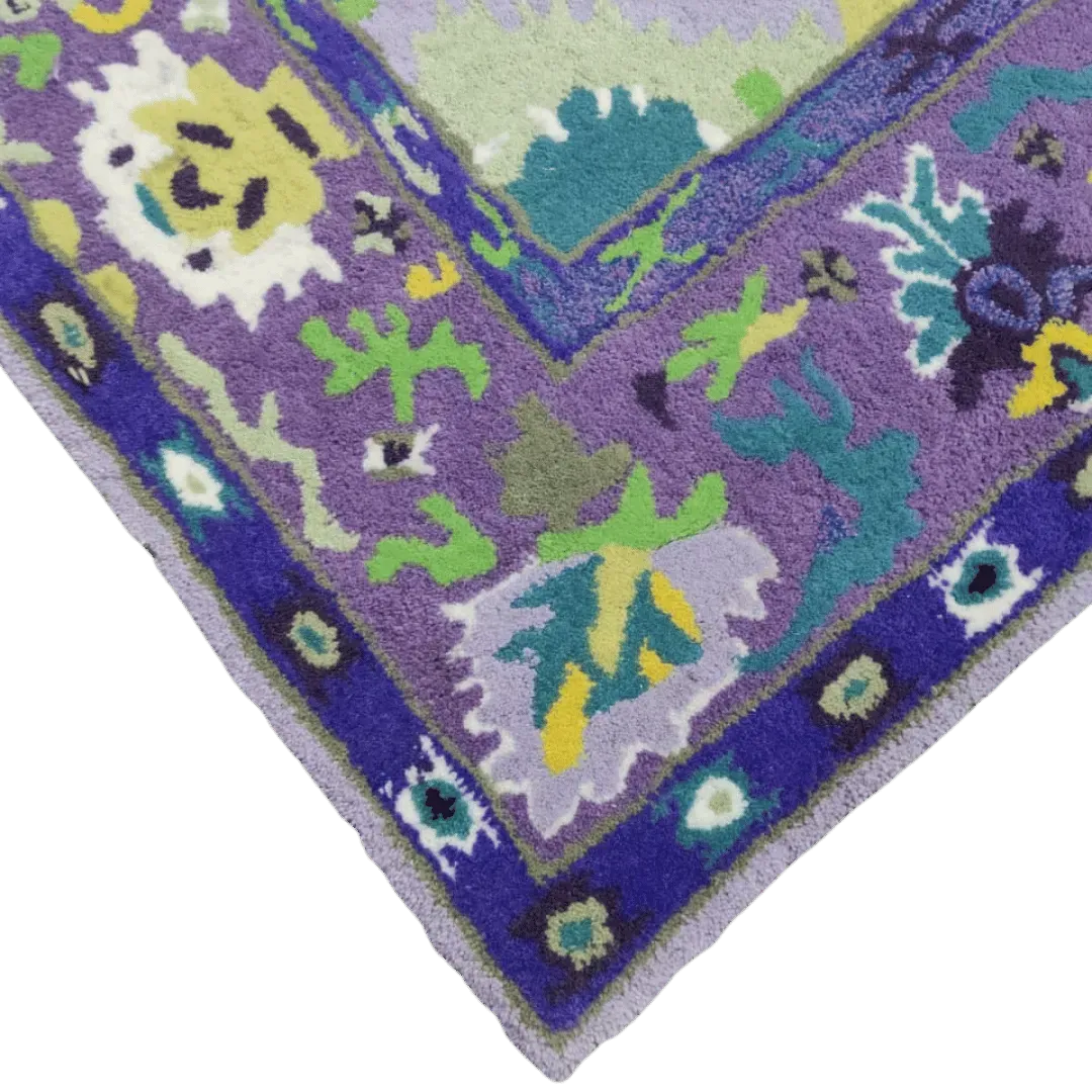 Traditional Floral Hand Tufted Wool Rug - Purple