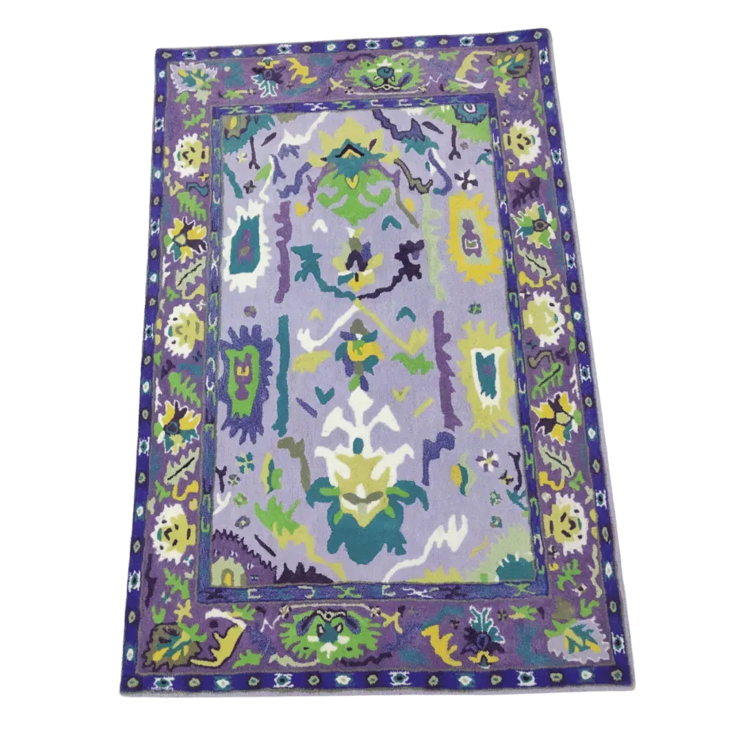 Traditional Floral Hand Tufted Wool Rug - Purple