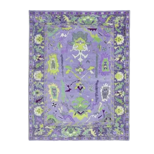 Traditional Floral Hand Tufted Wool Rug - Purple