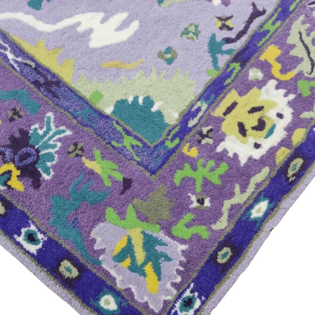 Traditional Floral Hand Tufted Wool Rug - Purple