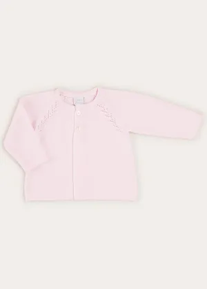 Two Button Baby Cardigan In Light Pink (1-9mths)