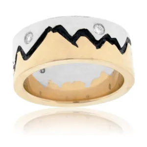 Two Toned Mountain Band with Diamonds