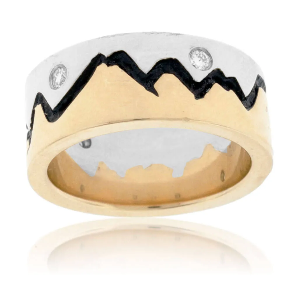 Two Toned Mountain Band with Diamonds