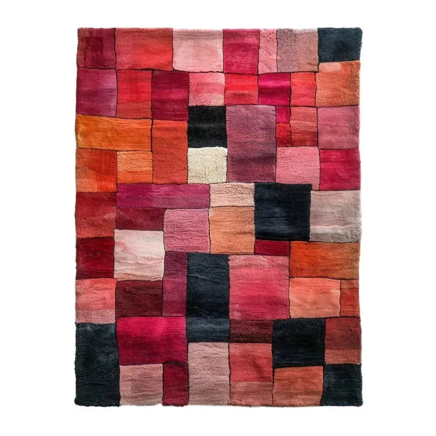Vermilion Grid Hand Tufted Rug