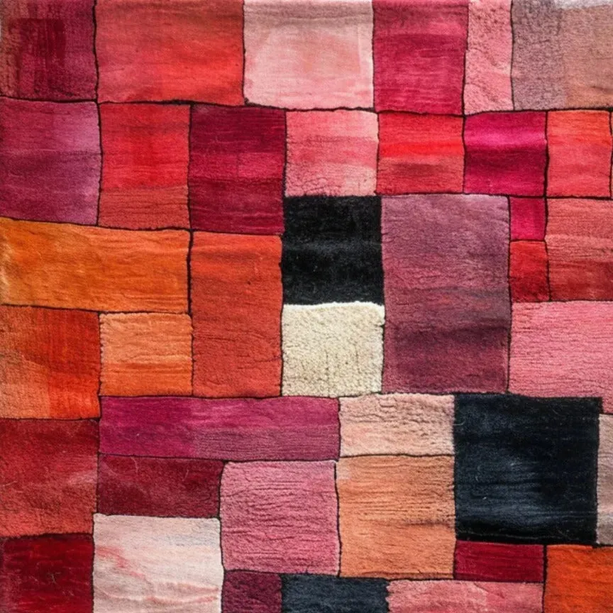 Vermilion Grid Hand Tufted Rug