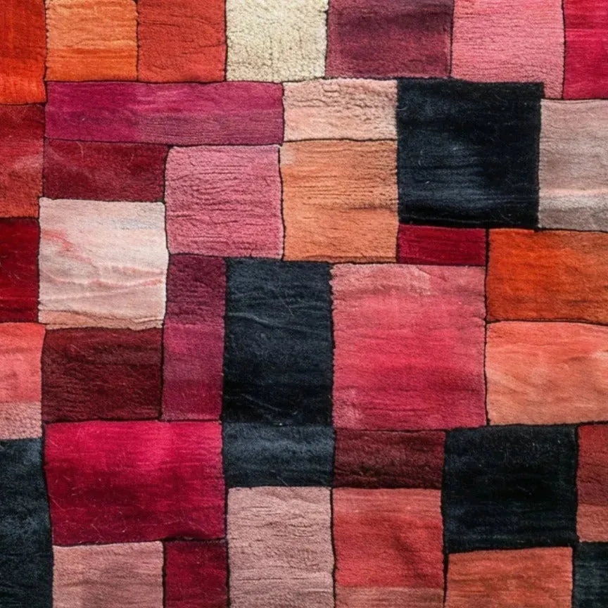 Vermilion Grid Hand Tufted Rug