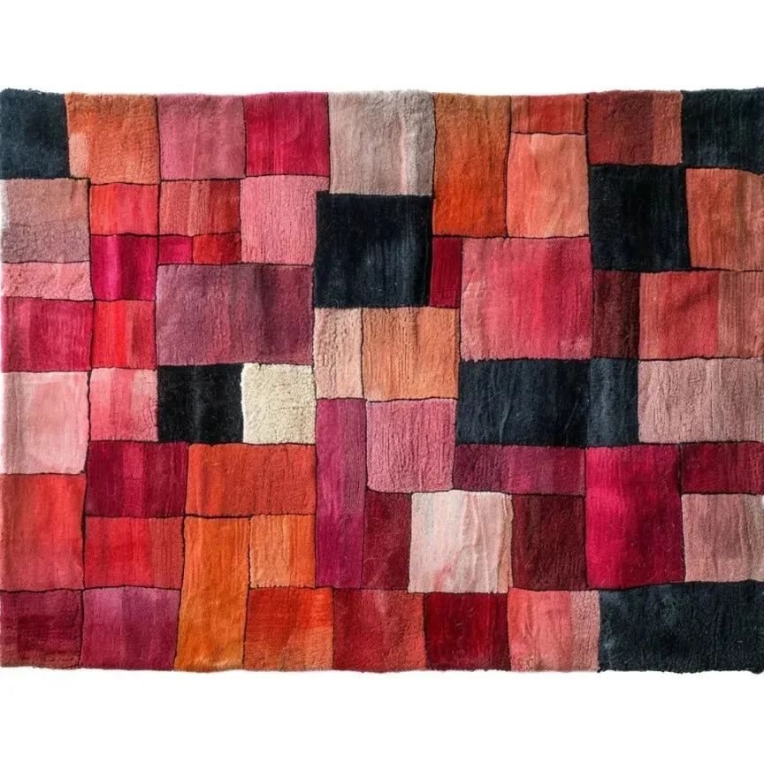Vermilion Grid Hand Tufted Rug