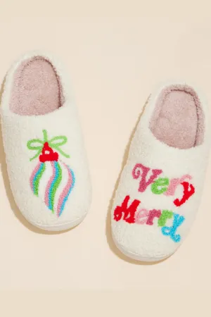 Very Merry Christmas Ornament Home Slippers