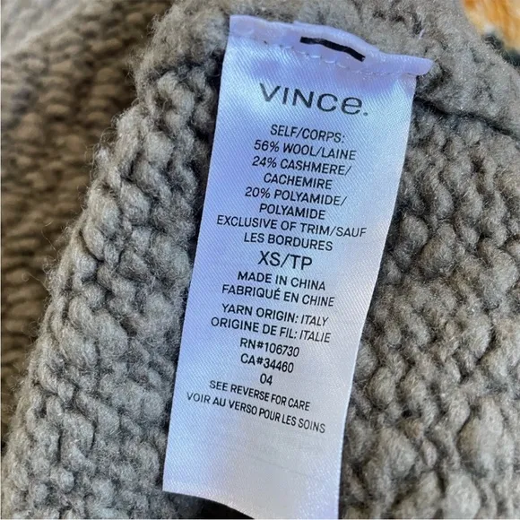 Vince Fairisle Cozy Winter Turtleneck Wool Cashmere Blend Pullover Sweater Sz XS