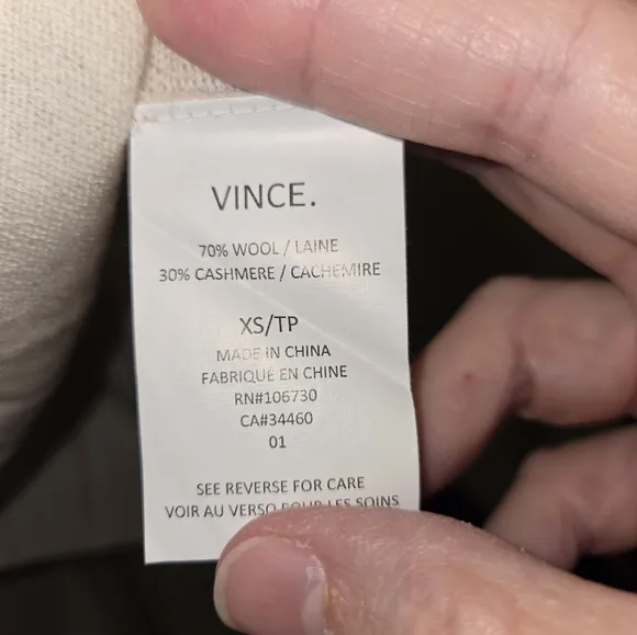 VINCE Women's XS V-neck Wool &amp; Cashmere Blend Sweater