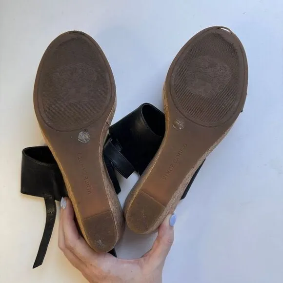 Vince Camuto Black Leather Wedges, size: 8.5