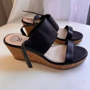 Vince Camuto Black Leather Wedges, size: 8.5