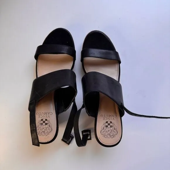 Vince Camuto Black Leather Wedges, size: 8.5