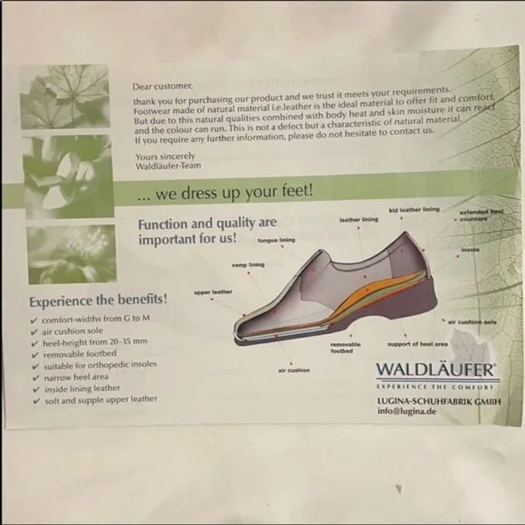 WALDLAUFER GREEN FLATS.  NEW.
