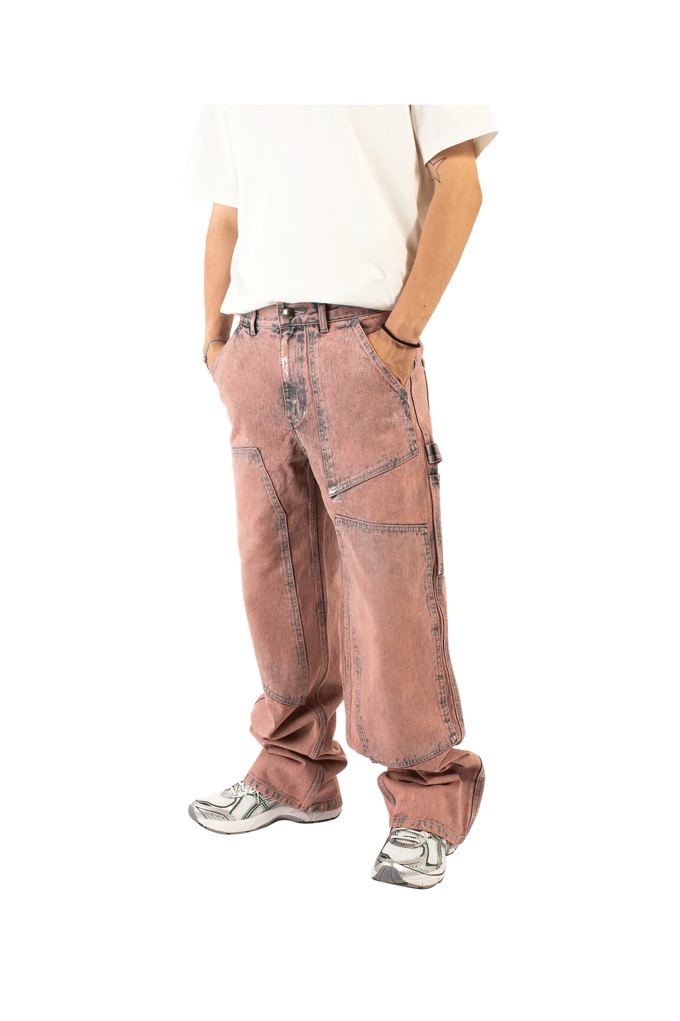 Wax Coated Carpenter Wide Leg Jeans
