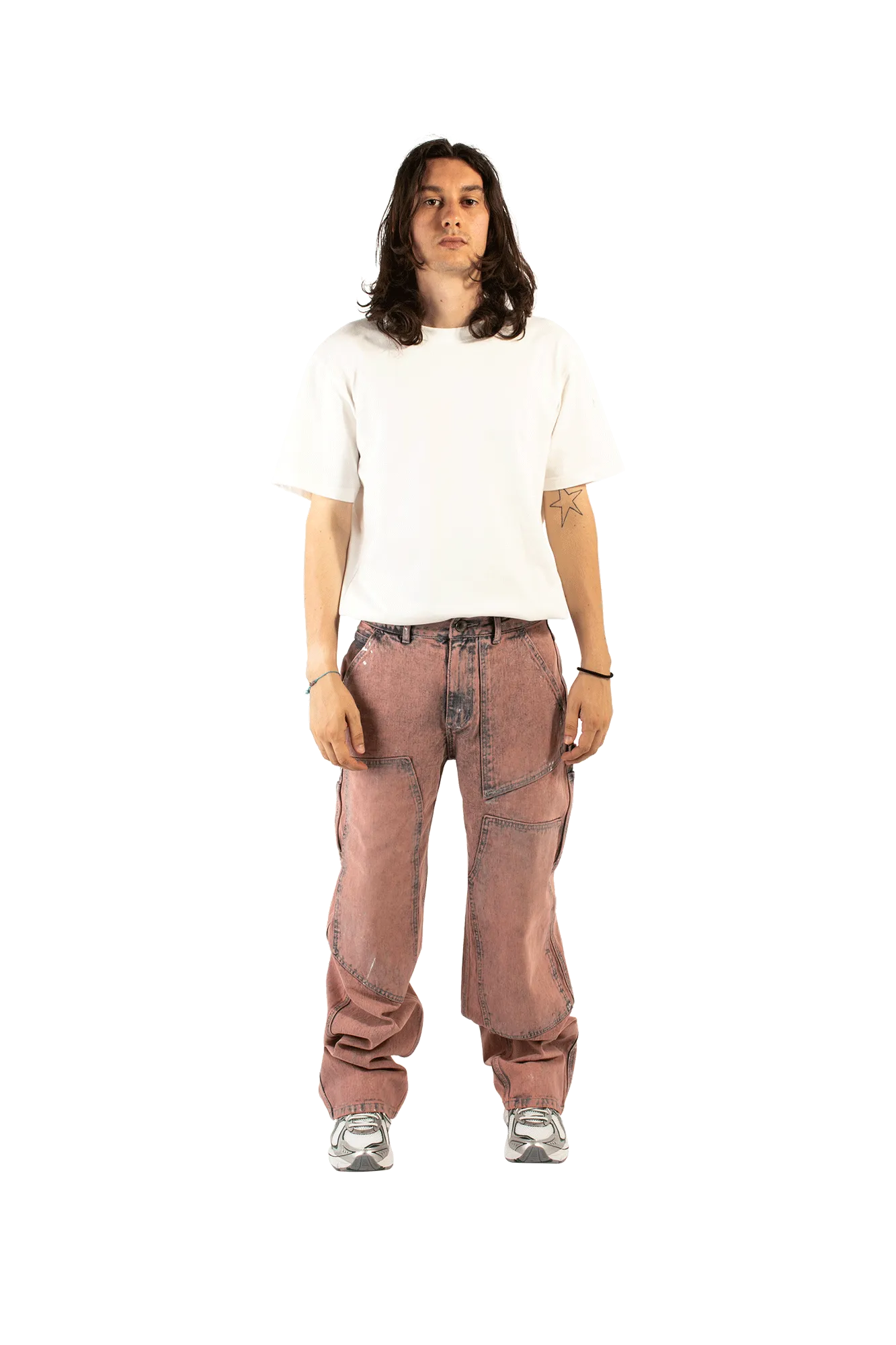 Wax Coated Carpenter Wide Leg Jeans