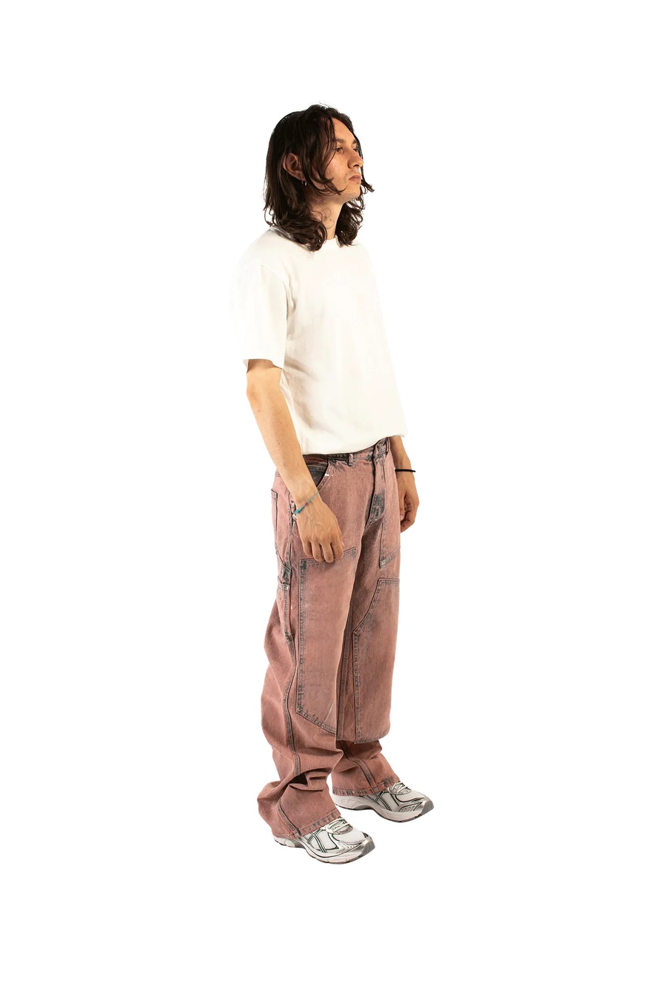 Wax Coated Carpenter Wide Leg Jeans