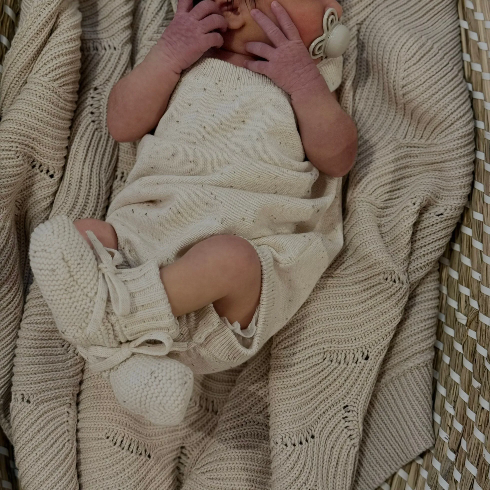 Wheat Cotton Knitted Baby Booties
