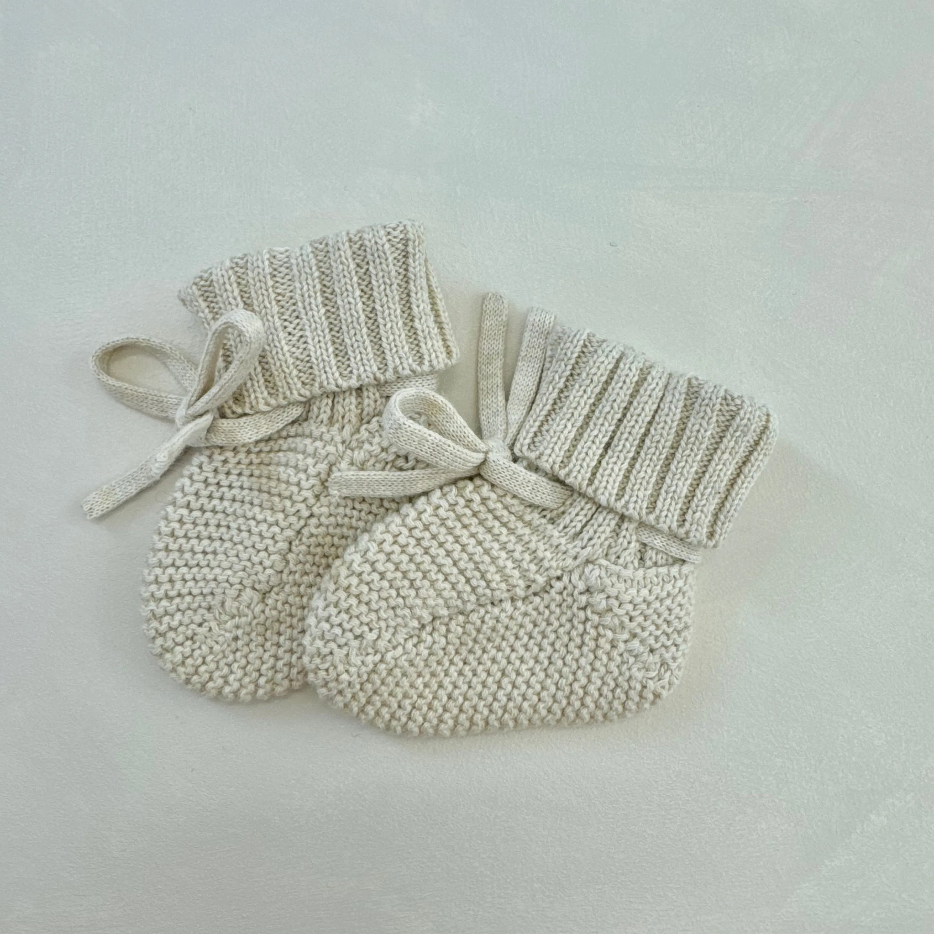 Wheat Cotton Knitted Baby Booties