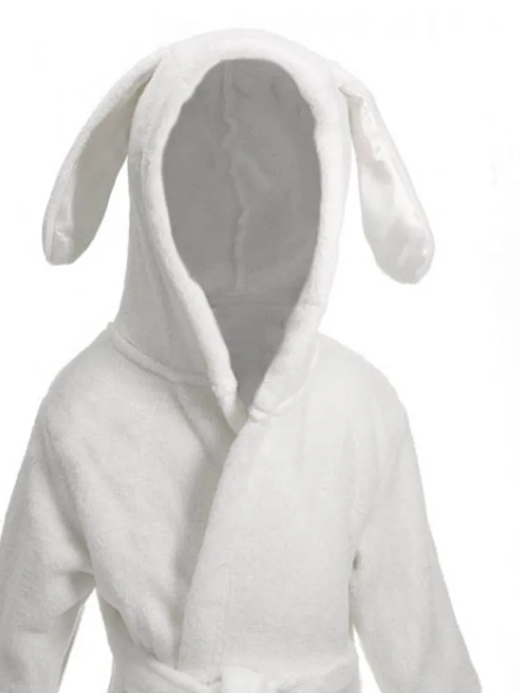White Bunny Ears Children's Hooded Dressing Gown - 12-18 Months