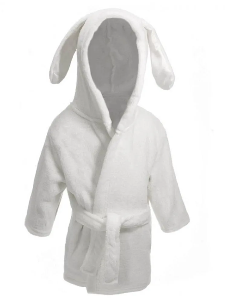 White Bunny Ears Children's Hooded Dressing Gown - 12-18 Months