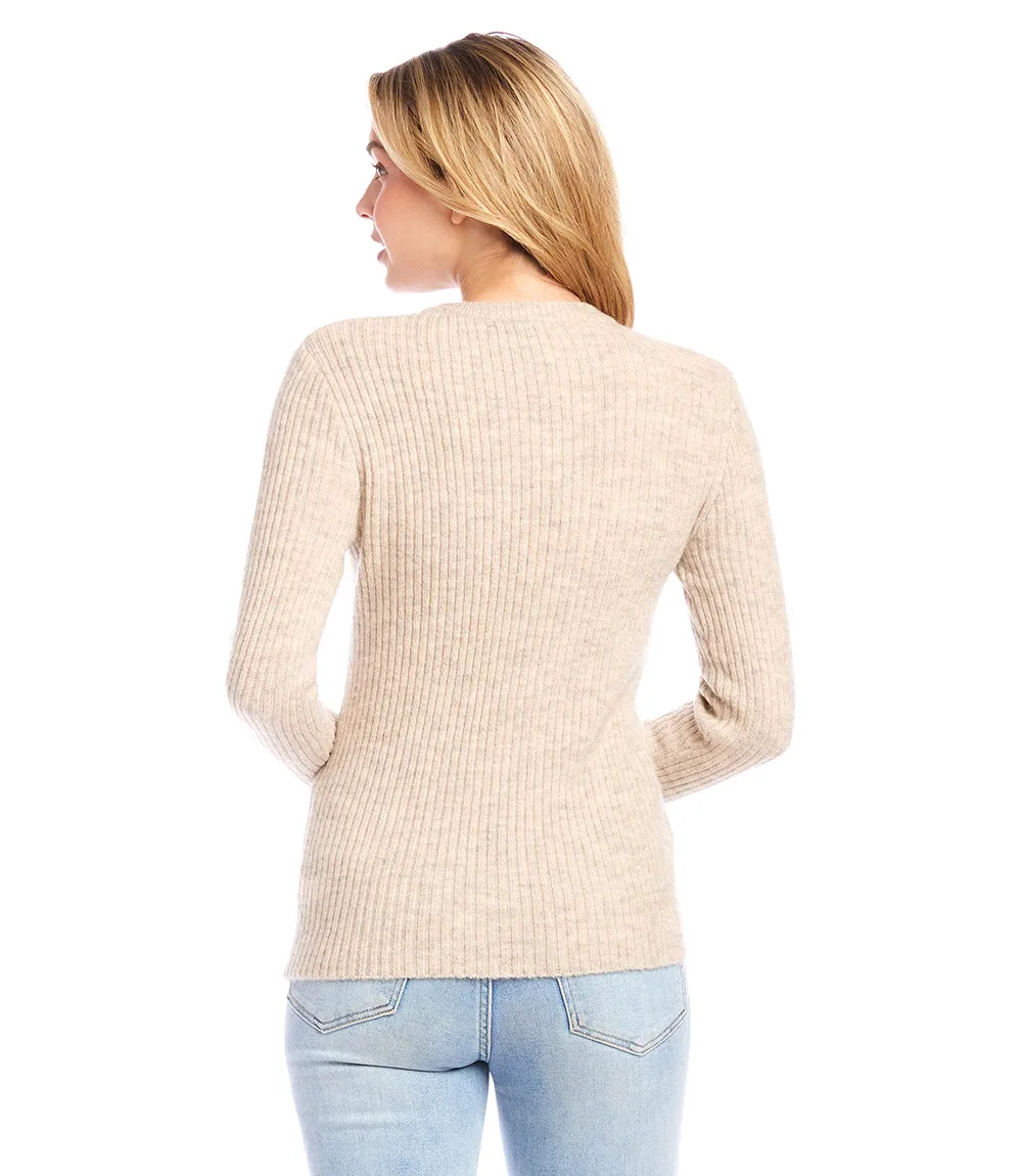 Wide Ribbed Crewneck Sweater