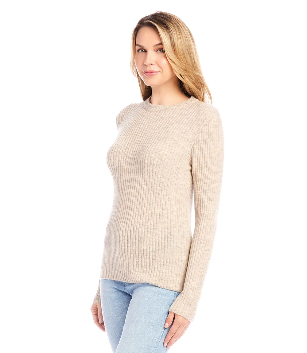 Wide Ribbed Crewneck Sweater