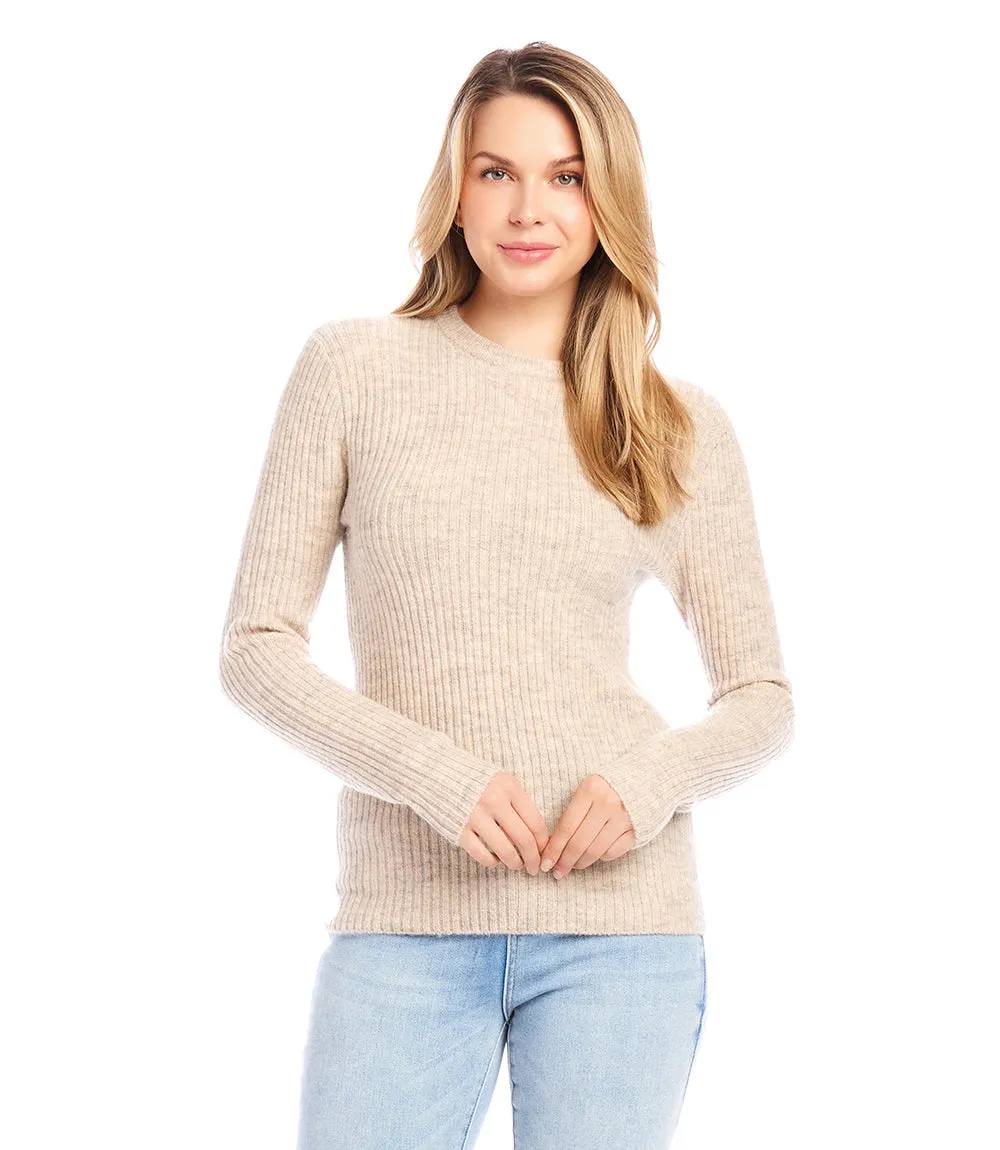 Wide Ribbed Crewneck Sweater