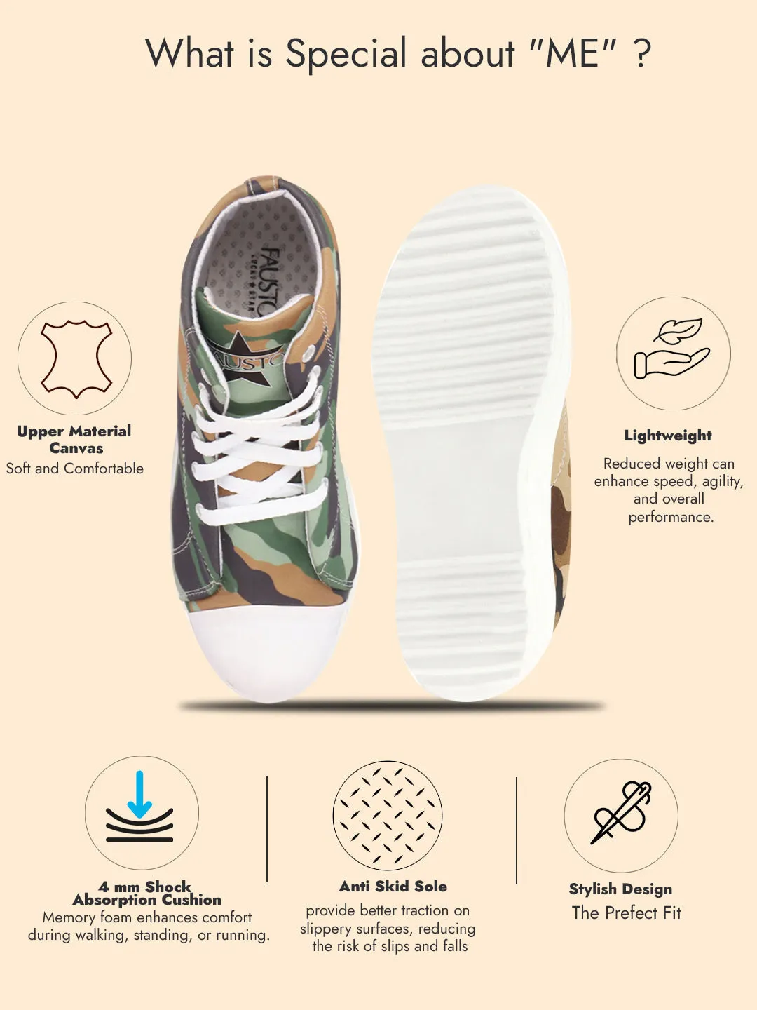 Women Olive Green High Ankle Top Wedge Heels Camouflage Print Canvas Lace Up Sneakers Shoes