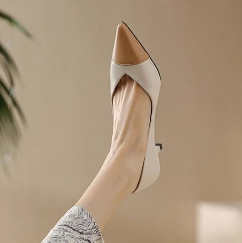 Women's Small Size Pointy Two-Tone Heels TS176