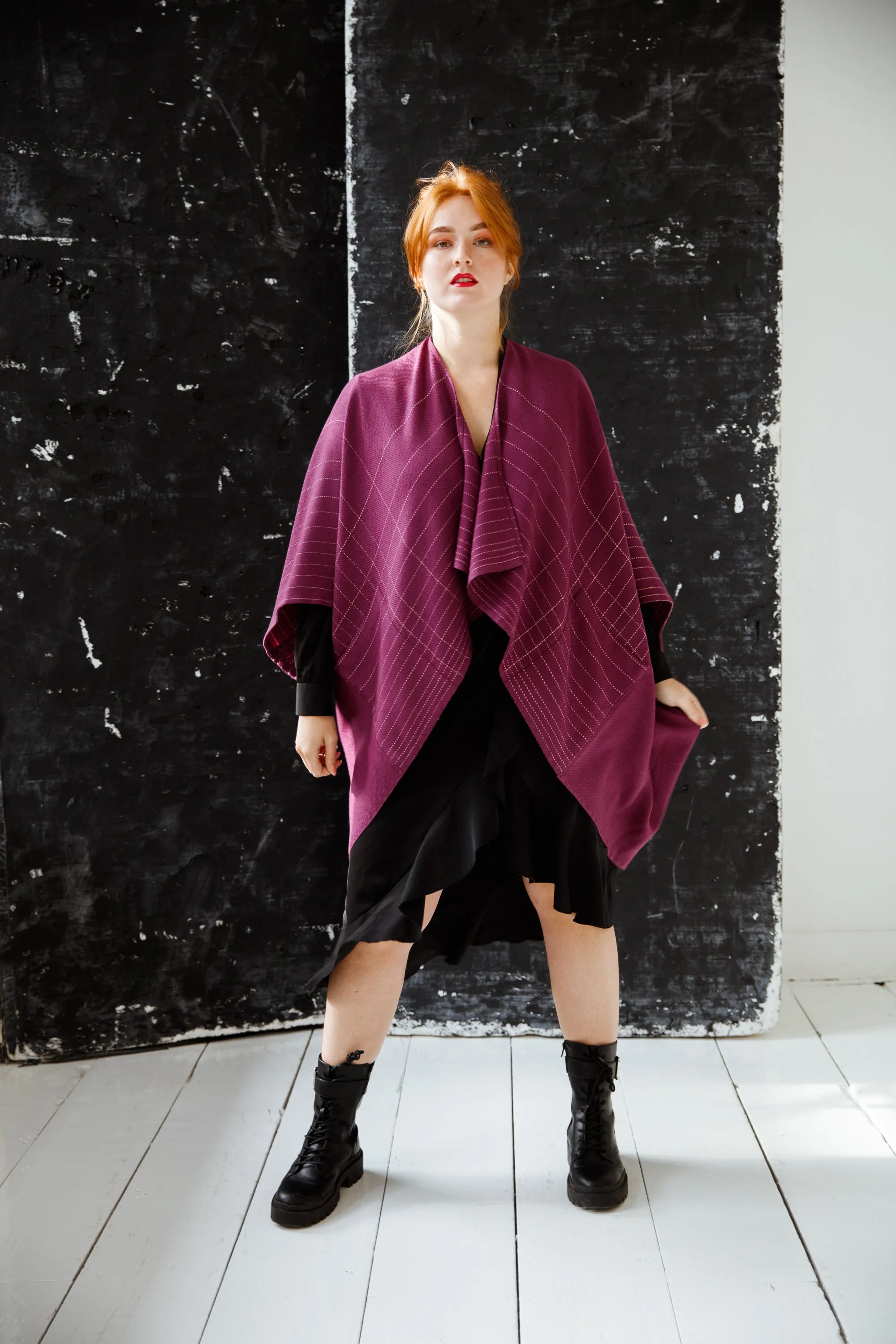 Wool Kimono Warm Plum